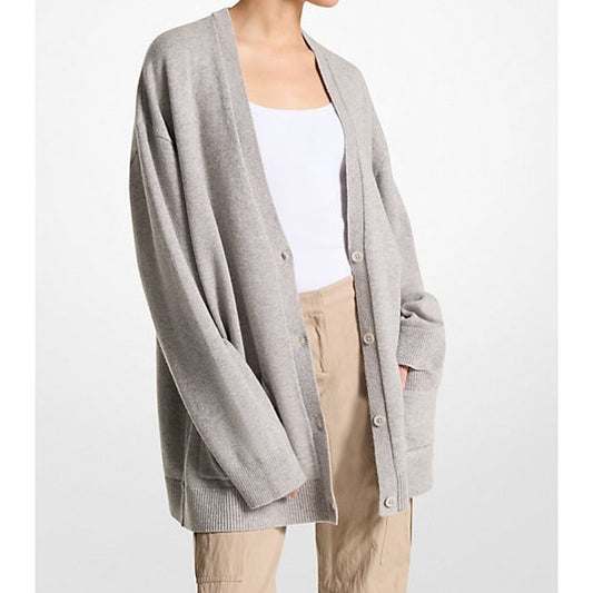 Michael Kors Oversized Button Cardigan Light Grey, Women