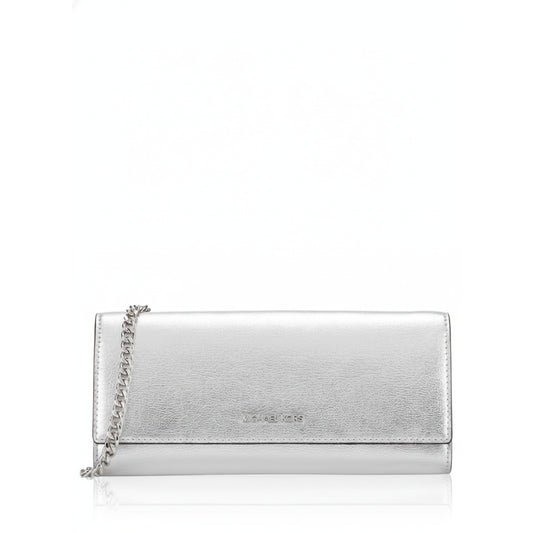 Michael Kors Jet Set Travel silver metallic leather clutch wallet, Women