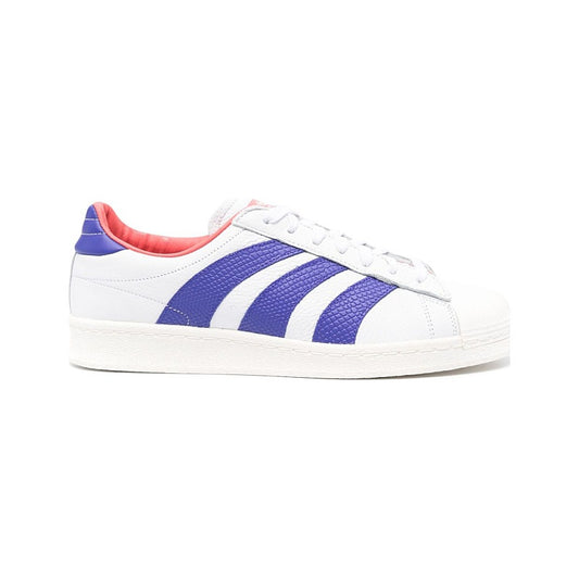 Adidas Superstar White Blue Snake Texture Sneaker, Women