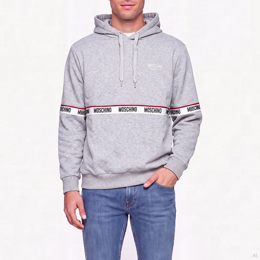 Moschino Logo Tape Hoodie Grey (A17834409-0489), Men