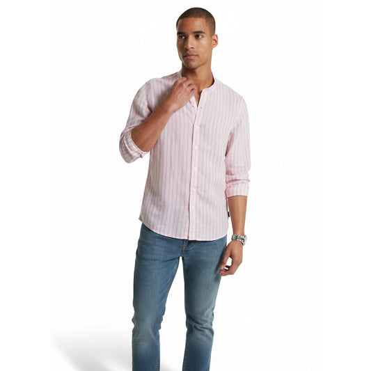Michael Kors Pink Striped Button-Up Shirt (CS44002BAH-DUSTY-ROSE) Men