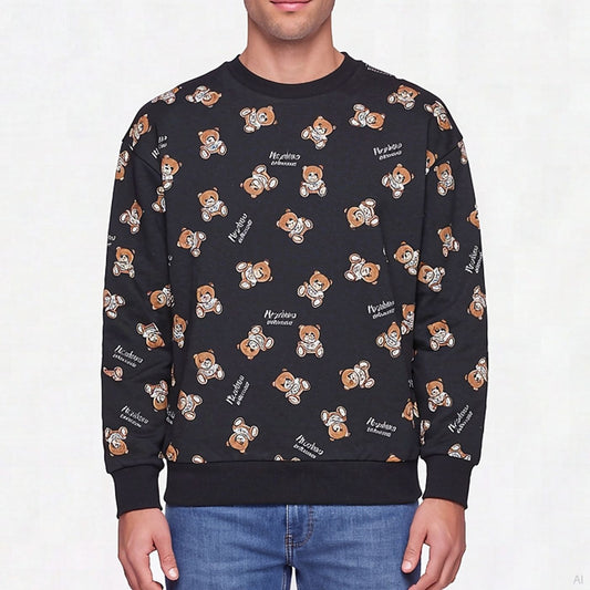 Moschino Teddy Bear Allover Print Black Sweatshirt (A17024416-1555), Men