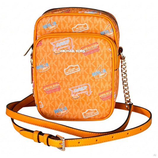 Michael Kors Jet Set Orange Diner Print Crossbody Bag, Women