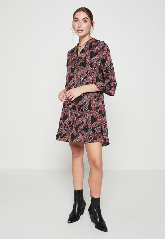 Vero Moda VMELINA 3/4 V NECK DRESS WVN LT Black (ZZO1TKM07-Q00) Women