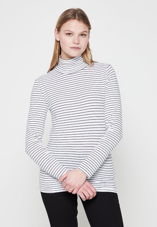 Lee STRIPED LS HIGH NECK White (ZZO1ADH07-A00) Women
