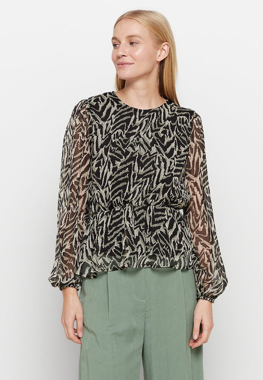 JDY LILLI L/S PEPLUM TOP WVN LO Black (ZZO1TLD15-Q00) Women