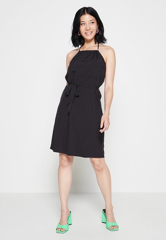 VILA VIMARIA S/L HALTERNECK TIE BELT DRESS/ZL Black (ZZO1K9X11-Q00) Women