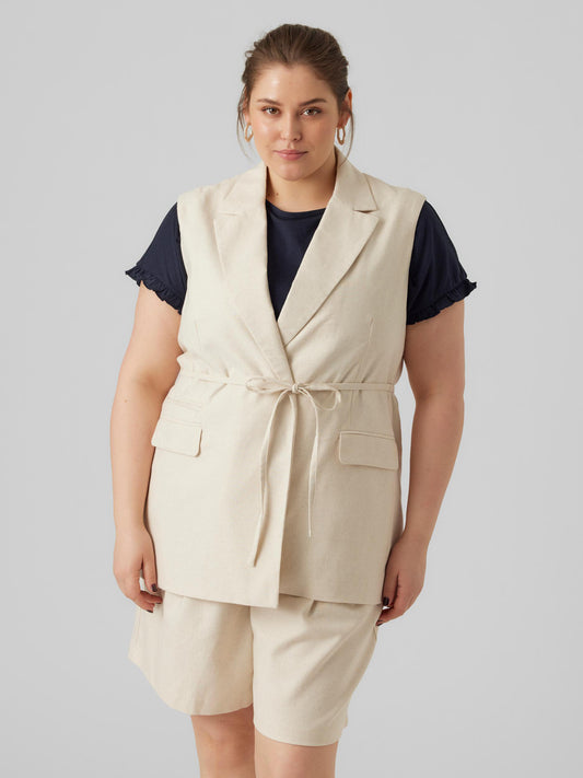 Vero Moda Curve Lillmae Vest With Linen White (10288357-3626308) Women