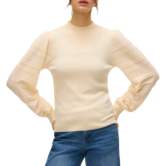 Vero Moda New Limone LS Highneck Sweater (10331283-BIRCH) Women