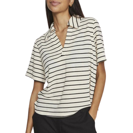 Vila V-Neck Top (14095105-BirchBLACKB) Women