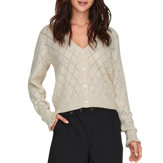 JDY Letty V-neck Knitted Vest (15309447-WHITECAPGRA) Women