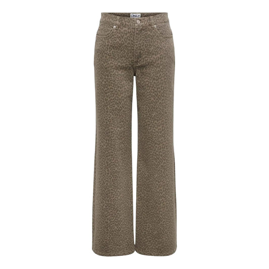 Only Madison High Waist Wide Animal Pant (15355777-WOODSMOKE) Women
