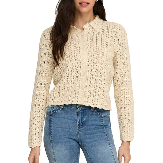 JDY Camil Collar Knit Cardigan Vest (15357307-BIRCH) Women