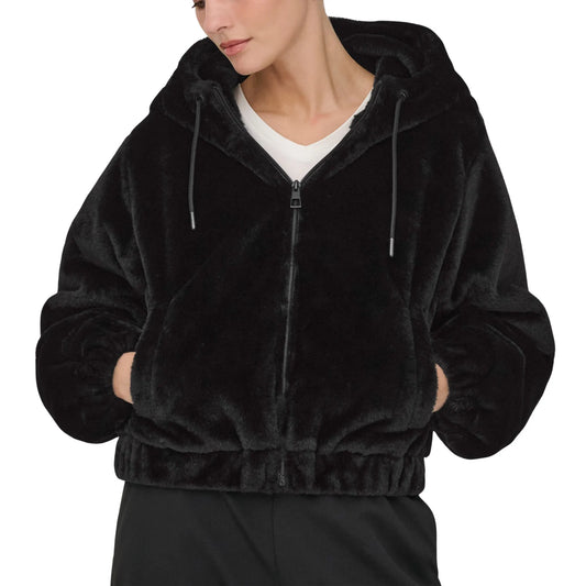 JDY Ola Faux Fur Hood Jacket (15359329-BLACK) Women