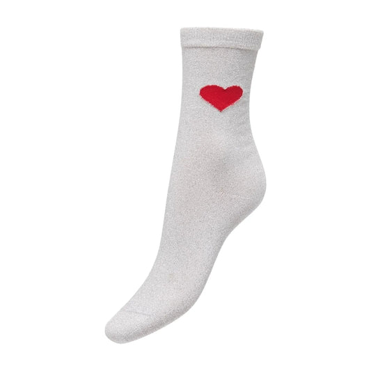 Only Norma Glitter Heart Socks (15371132-CLOUDDANCER) Women