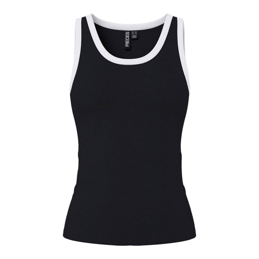 Pieces Ribbed Tank Top (17154484-BLACKWHITE) Women