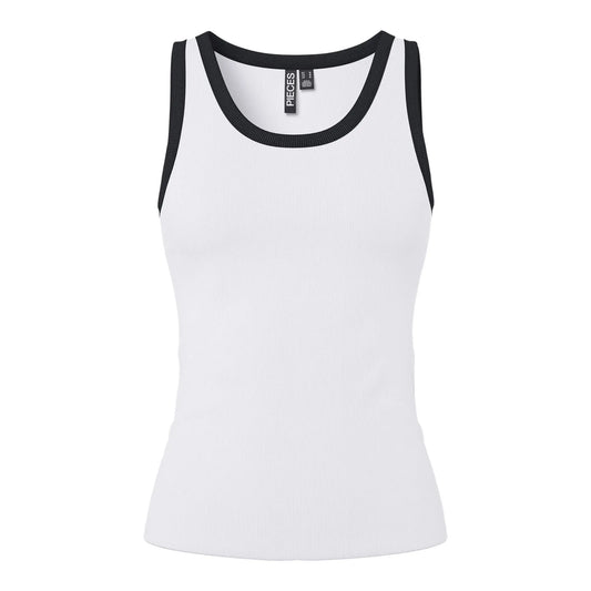 Pieces Ribbed Tank Top (17154484-BRWHITEBLCK) Women