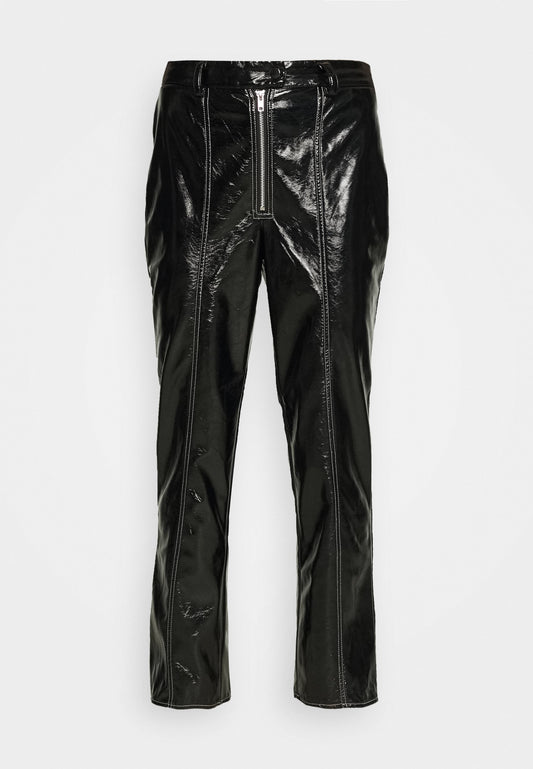 contrast seam patent pants Women