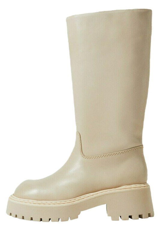 Mango Lederstiefel with hohem schaft Off-White (M9111A0OI-A11) Women