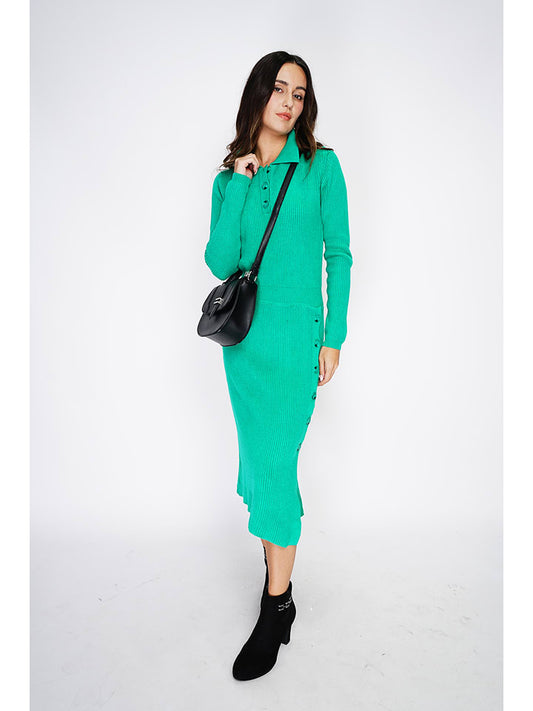ASSUILI Knitted Dress Green Women