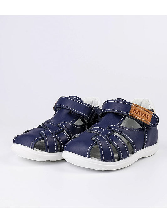 KAVAT Leather Sandals Navy Kids