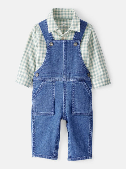 carter's 2-Piece Outfit Blue / Green / Cream Men