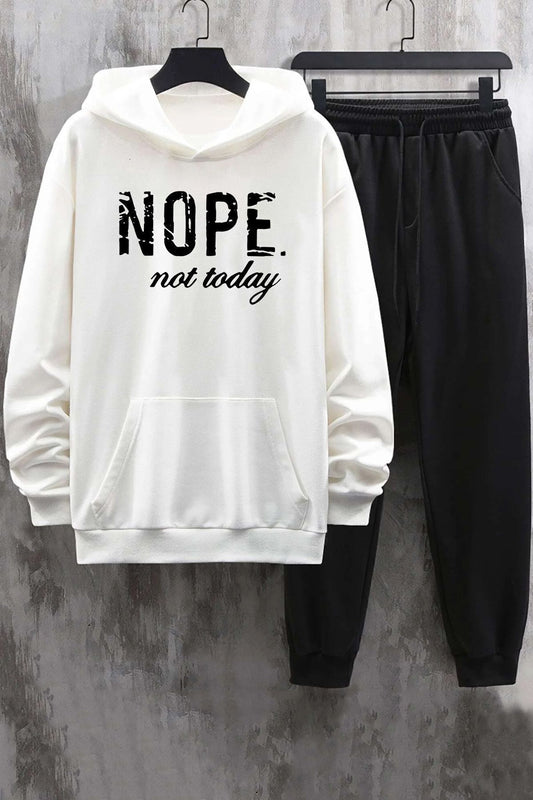 uyguntarz Unisex Nope Printed Tracksuit Set White Unisex