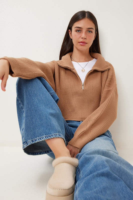 Happiness İstanbul Women's Biscuit Zippered Turtleneck Sweater Women
