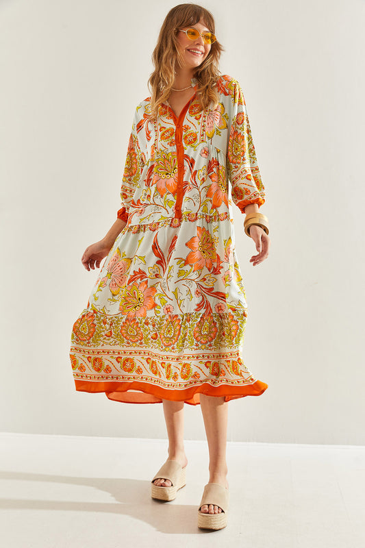 Bianco Lucci Women's Multi Patterned Viscose Orange Women