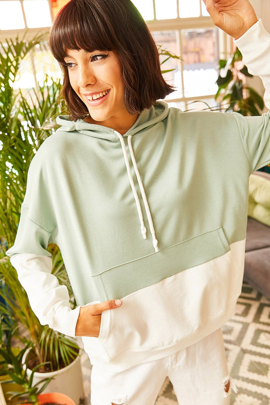 Olalook Women's Mint Green 2 Color Oversize Sweatshirt Women