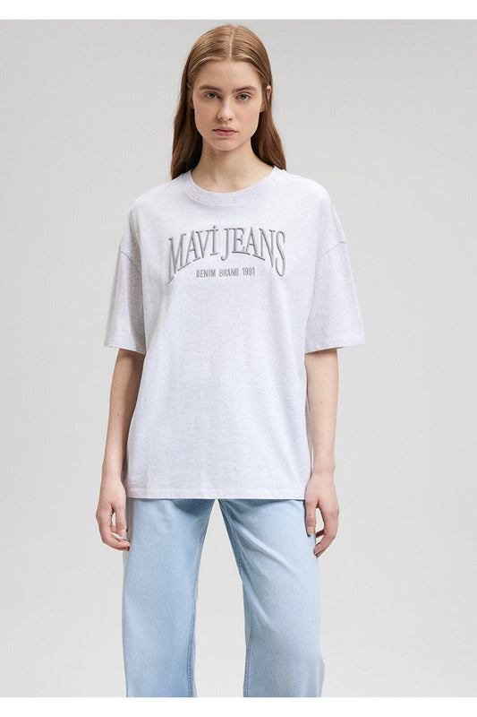 Mavi Jeans Printed Gray T-shirt Oversize - Wide Grey Women