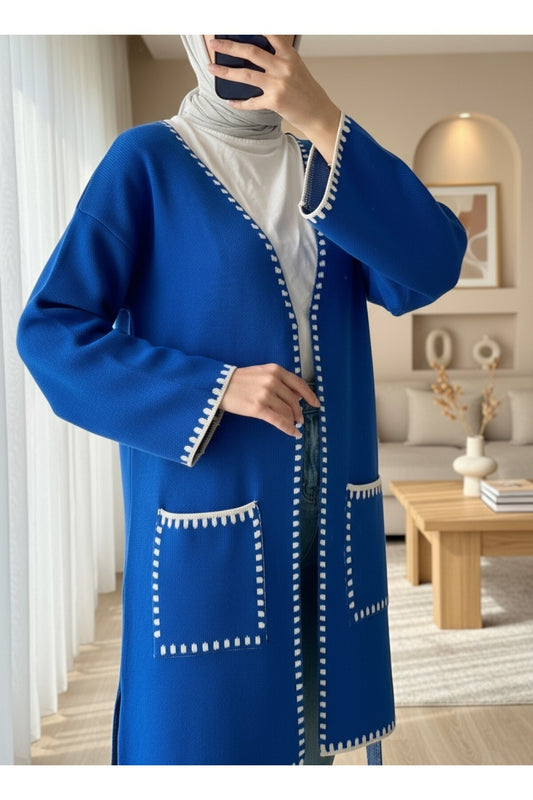 Modamorfo Double Pocket Belted Knitwear Cardigan - Cobalt Flowerpot Women