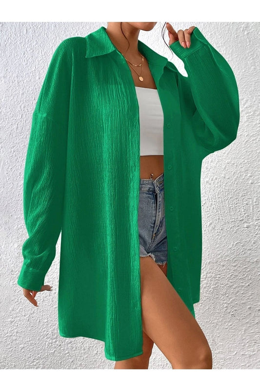 Know Women's Green Oversize Long Shirt Women