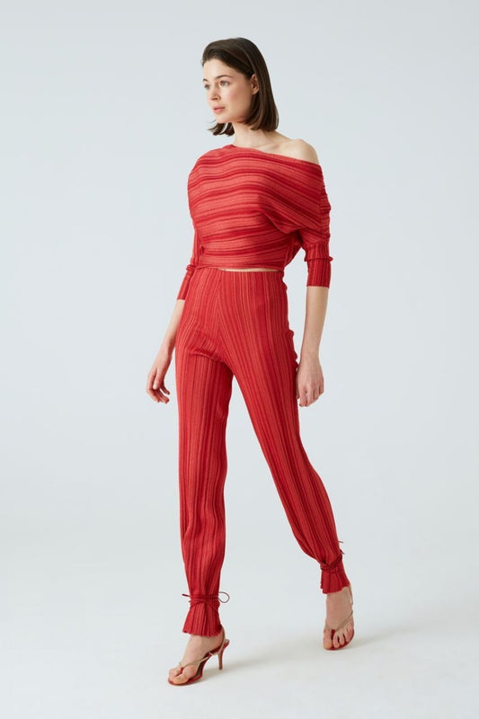 JOIN US High Waist Tube Leg Trousers Red Women