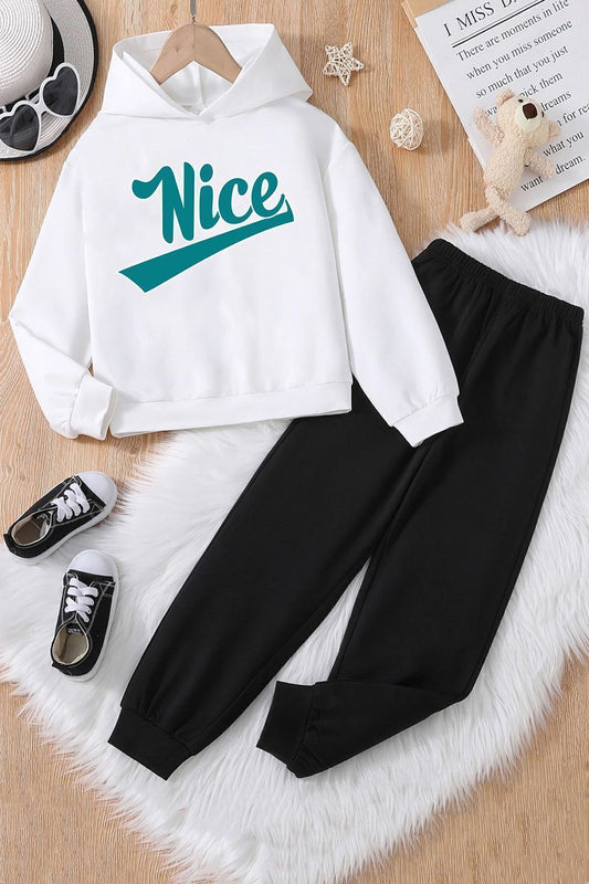 uyguntarz Kids Nice Printed Tracksuit Set White Unisex