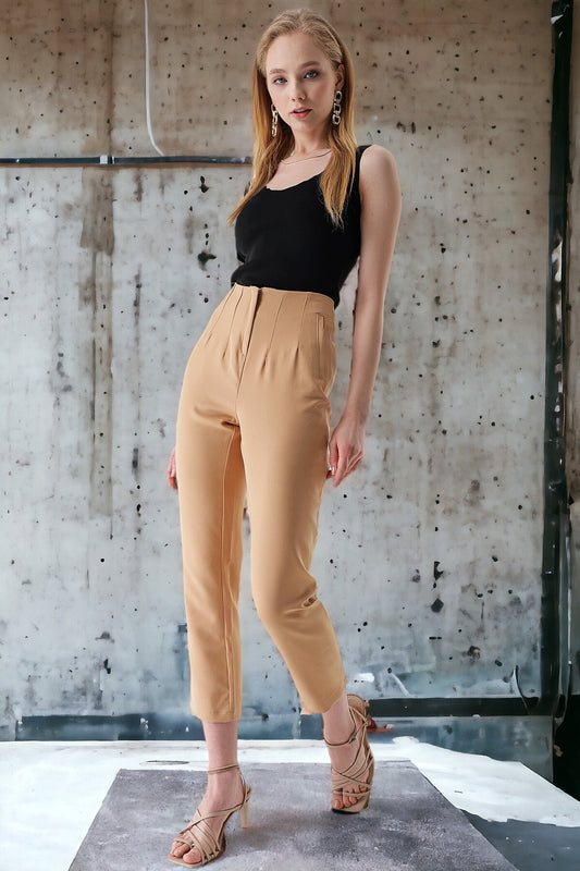 HAKKE High Waist Double Flare Trousers Taba Women