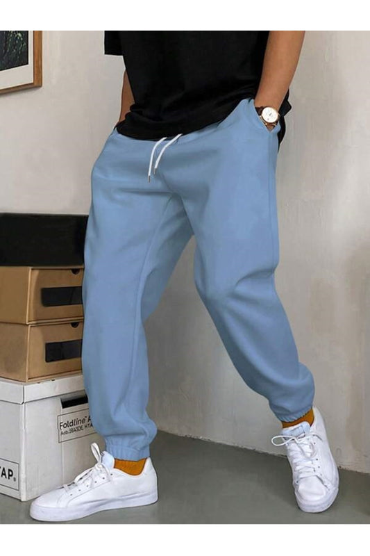 MOONBULL Men's Waist-Tied Sweatpants Baby Blue Men