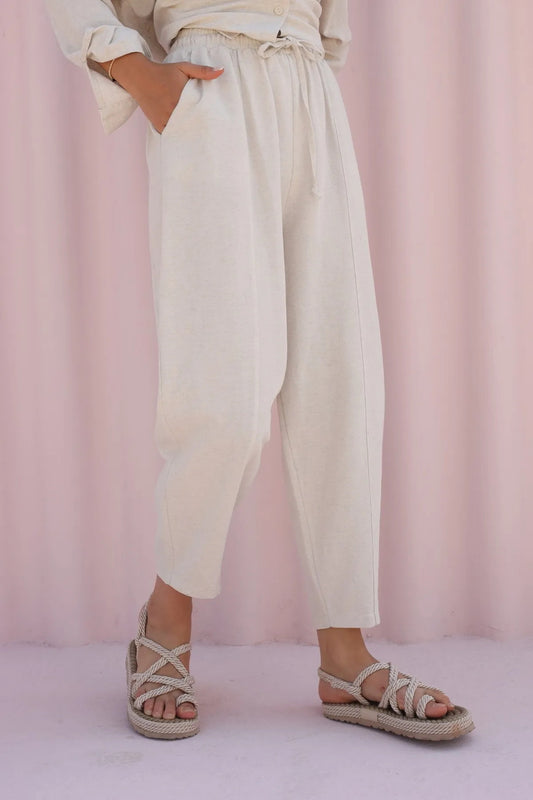 Laluvia Stone Linen Shalwar Trousers Women