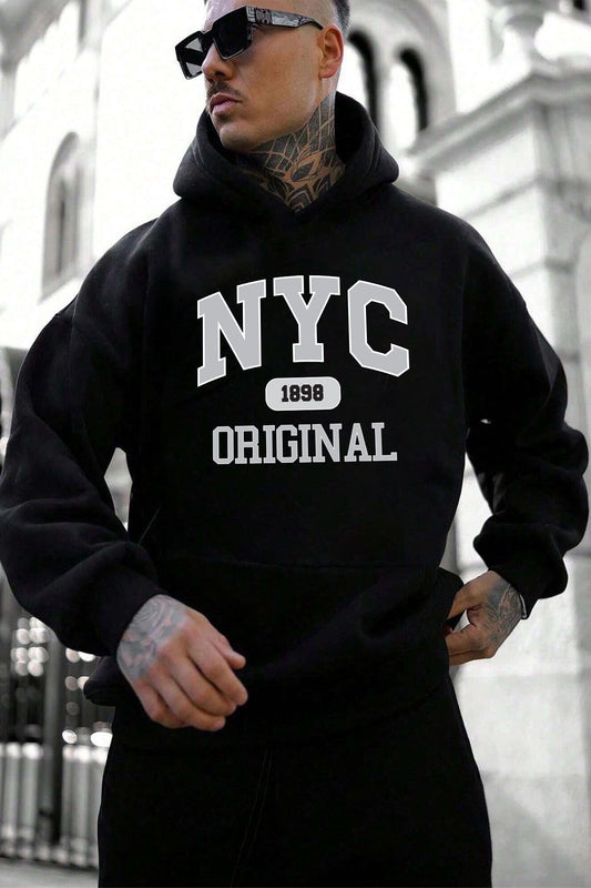 uyguntarz Unisex NYC Printed Oversize Sweatshirt Black Unisex
