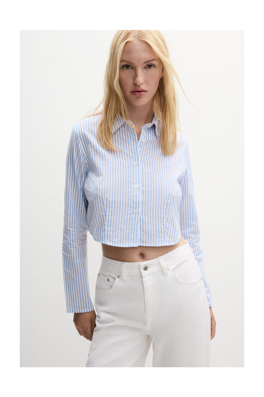 LEFTIES Woman Cropped Poplin Shirt Blue Women