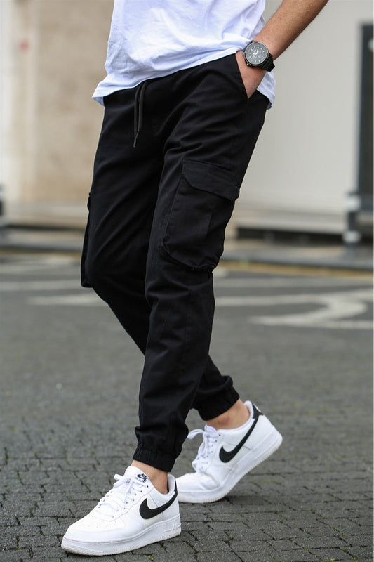 Madmext Men's Black Cargo Pocket Pants Men