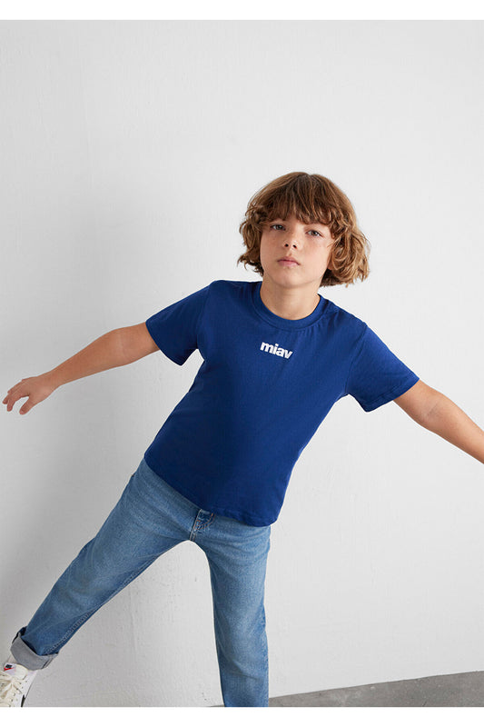 Mavi Miav Printed Children's T-Shirt Regular Fit - Regular Cut Blue Men