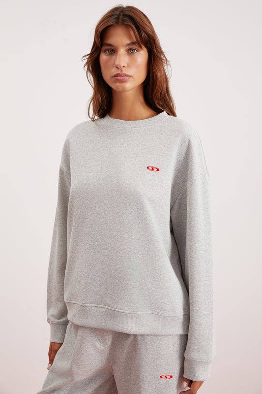 GRIMELANGE LEONA Oversize Grimelange Sweatshirt Grey Melange Women
