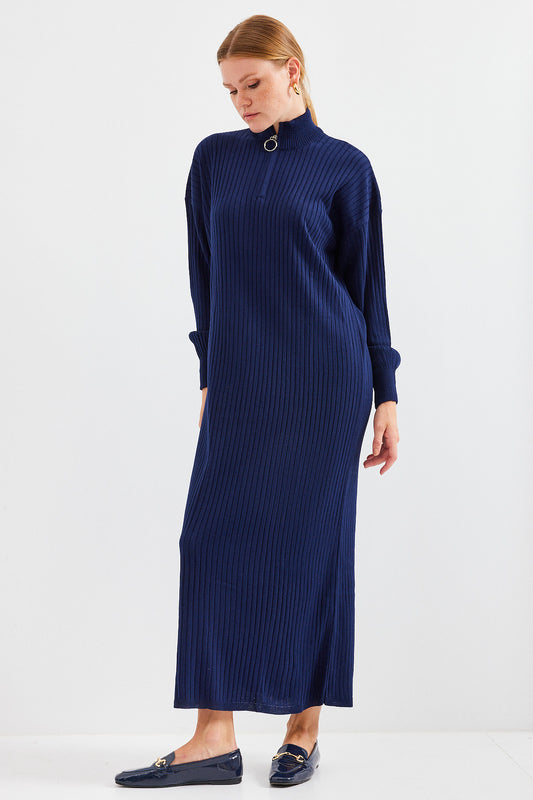 Bigdart Model D. Navy Blue Knitwear Dress Dark Navy Blue Women