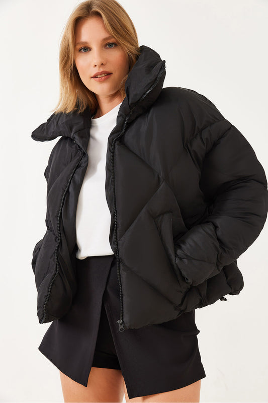 Bianco Lucci Women's Black Oversize Puffer Coat Women