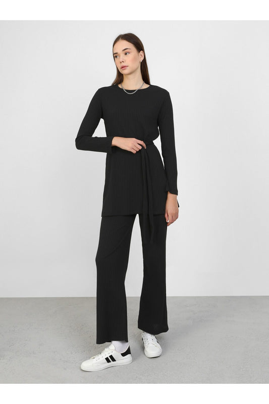 Benin Black Belted Camisole Tunic and Trousers Set - Basic Women