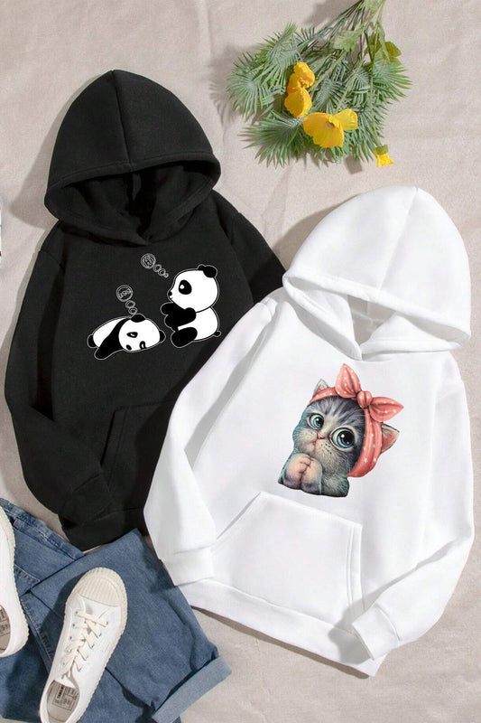 uyguntarz Boys' and Girls' Comfortable Printed Sweatshirt - PacK of 2 Black Men