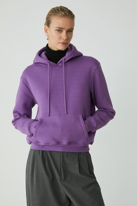ETHIQUET Diane Women's Soft Comfort Fit Hooded Purple Sweatshirt with Fleece Lining Women