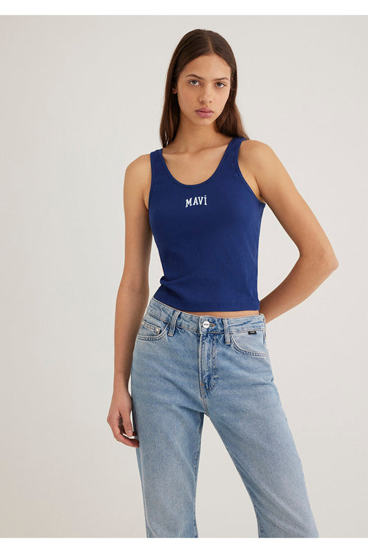 Mavi Navy Blue Logo Printed Fitted Athlete Women