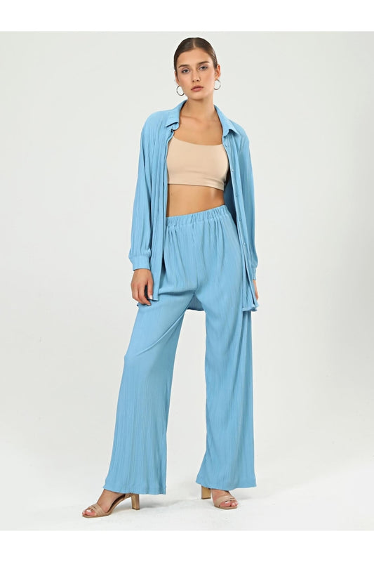 Juste Studio Corduroy Shirt-Pants Turquoise Suit Women